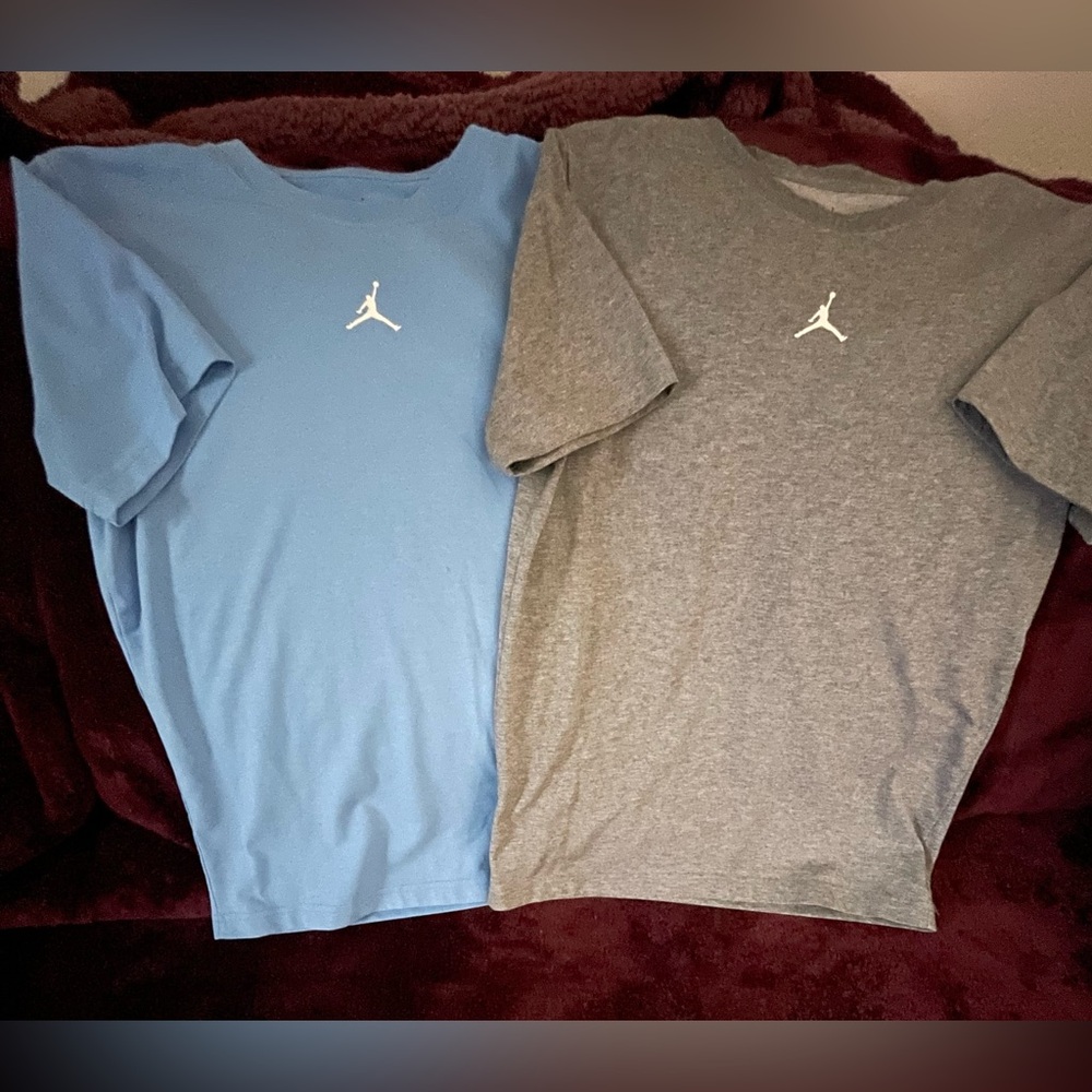 Two Jordan Kids Short Sleeve Tees - Blue and Gray